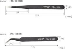 Vetus - Wimper Pincet ESD-15 - Zwart - Tweezer - Pincet - Wimperextensions -Bekend Cosmetica Winkel 1200x822 1
