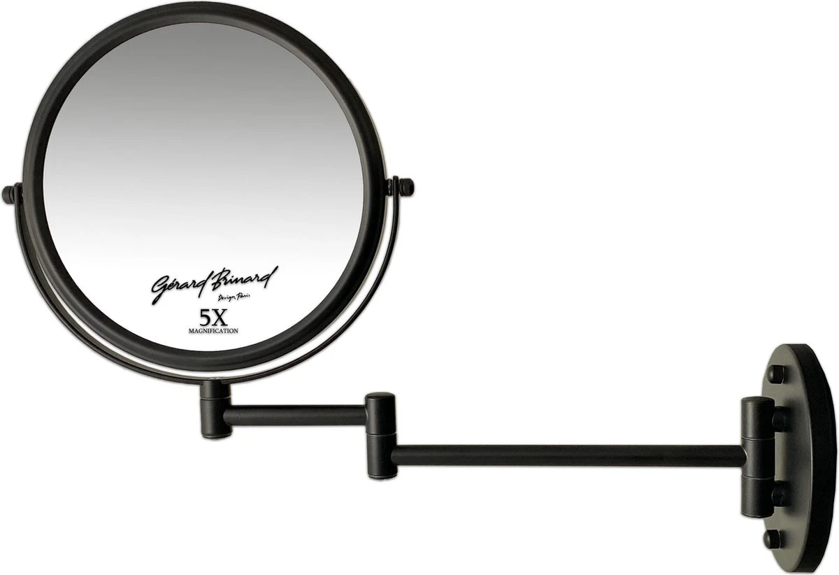 Make-up Wandspiegel Knikarm Mat Zwart - 5x Vergroting 20cmØ