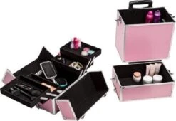TecTake Cosmetica Koffer Met 3 Etages - Roze - Make-up Koffer -Bekend Cosmetica Winkel 1200x826 3