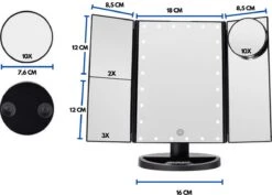 Make-Up Spiegel Met LED Verlichting - Zwart - Vergrootspiegels - Cosmetica/ Visagie Spiegel - 180° Draaibaar - Werkt Op AAA Batterijen én USB - Inclusief USB Kabel -Bekend Cosmetica Winkel 1200x860 5