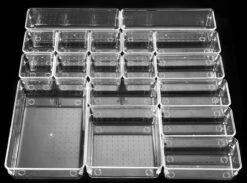 Aokyom Make-uporganizer, 18 Stuks, Kunststof Opbergdozen Voor Kantoor, Lades, Organizer, Lade-organizer, Doorzichtige Lade-inzet Voor Bureau, Keuken, Badkamer