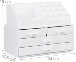 Relaxdays Make-up Organizer - Tweedelig - Cosmetica Opbergdoos - Wit -Bekend Cosmetica Winkel 1200x975 1