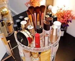 JZK Clear Acryl Home Beauty-organizer 360°, Draaibaare Cosmeticabox Voor Dresser, Slaapkamer, Badkamer, Voor Lippenstift, Kwastjes, Nagellak, Crèmes -Bekend Cosmetica Winkel 1200x980 5