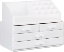 A&K 2in1 Make-up Organizer - 4 Lades Cosmetica Opbergdoos - Kaptafel - Wit -Bekend Cosmetica Winkel 1200x981 8