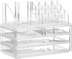 Relaxdays Make-up Organizer - Tweedelig - Cosmetica Opbergdoos - Transparant -Bekend Cosmetica Winkel 1200x982 3