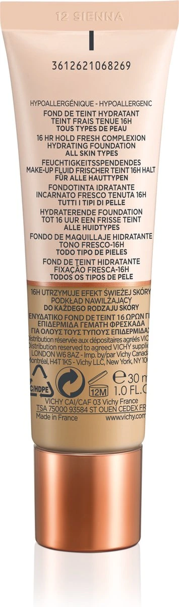 Vichy Minéralblend Foundation - 12 Sienna - 30ML - Natuurlijke Dekking 8 Vichy Minéralblend Foundation - 12 Sienna - 30ML - Natuurlijke Dekking - Afbeelding 6
