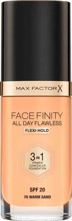 Max Factor Facefinity All Day Flawless 3-In-1 Vegan Foundation 070 Warm Sand -Bekend Cosmetica Winkel 393x1200 4