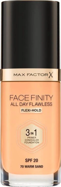 Max Factor Facefinity All Day Flawless 3-In-1 Vegan Foundation 070 Warm Sand -Bekend Cosmetica Winkel 394x1200 11