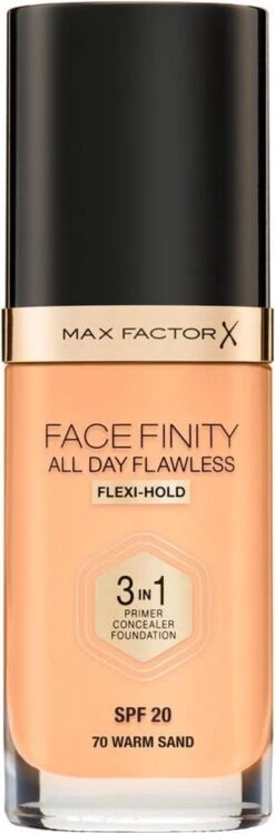 Max Factor Facefinity All Day Flawless 3-In-1 Vegan Foundation 070 Warm Sand -Bekend Cosmetica Winkel 396x1200 9