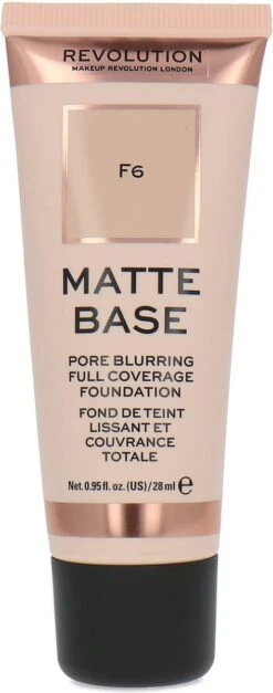 Makeup Revolution Matte Base Pore Blurring Full Coverage Foundation - F6