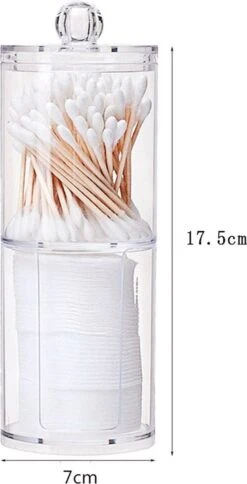 Without Lemon - Wattenstaafjes En Wattenschijfjes Houder - Dubbel Transparant Opberghouder - Opbergdoosje - Makeup Organizer - Open En Dichte Houder - Met Deksel - Stapelbaar -Bekend Cosmetica Winkel 613x1200 5