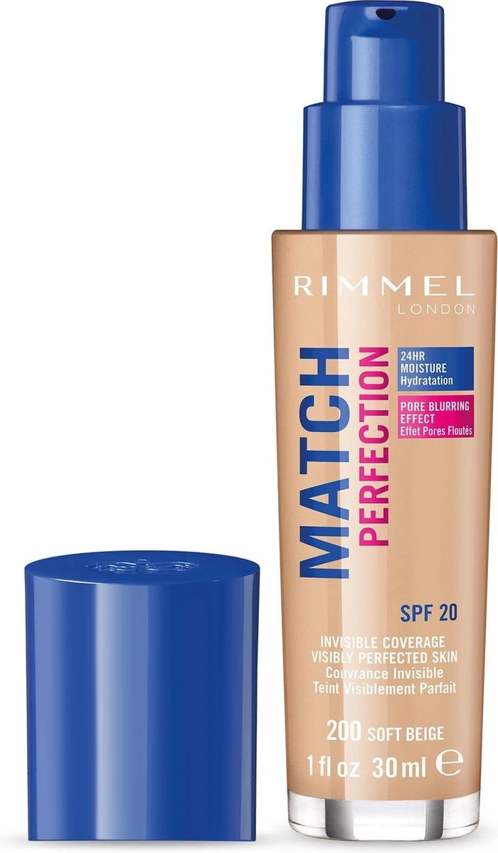 Rimmel London Match Perfection Foundation - 200 Soft Beige - Beige 5 Rimmel London Match Perfection Foundation - 200 Soft Beige - Beige - Afbeelding 3