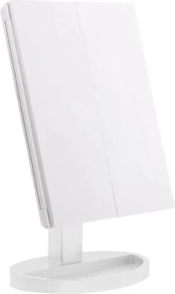 UNIQ Trifold Make Up Spiegel Met LED Verlichting En 2 Vergrootspiegels - Staande Spiegel - 21 LED-lampjes - Op Batterijen En USB (kabel Incl) - Wit -Bekend Cosmetica Winkel 716x1200 6