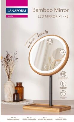 Lanaform - Bamboo Mirror - Oplaadbare Staande Spiegel ×1 · ×3 - Elegant Design Van Bamboe Met Zwarte Poedercoatingafwerking - Ledlampen Met Lange Levensduur -Bekend Cosmetica Winkel 724x1200 8