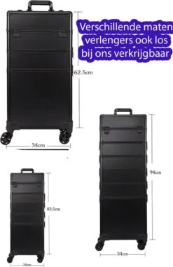 Beautycase / Beautykoffer / Trolley Voor Opbergen Van Uw Persoonlijke Verzorgingsproducten In 3 In 1 Van Aluminium - Bekleed Zwart Fluweel - 8wielen - Kapper - Tattoo - Nagel - Visagie - Make-up - Cosmetica - Schmink - Beauty Case / Beauty Koffer -Bekend Cosmetica Winkel 777x1200 12