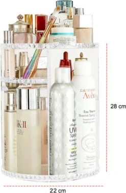 Merkloos Decopatent® Make Up Organizer - 360 Graden Draaibaar - Staande Makeup Organizer Transparant - Cosmetica - Lippenstift - Nagellak - Brushes - Kwasten - Oorbellen Etc -Bekend Cosmetica Winkel 783x1200 2