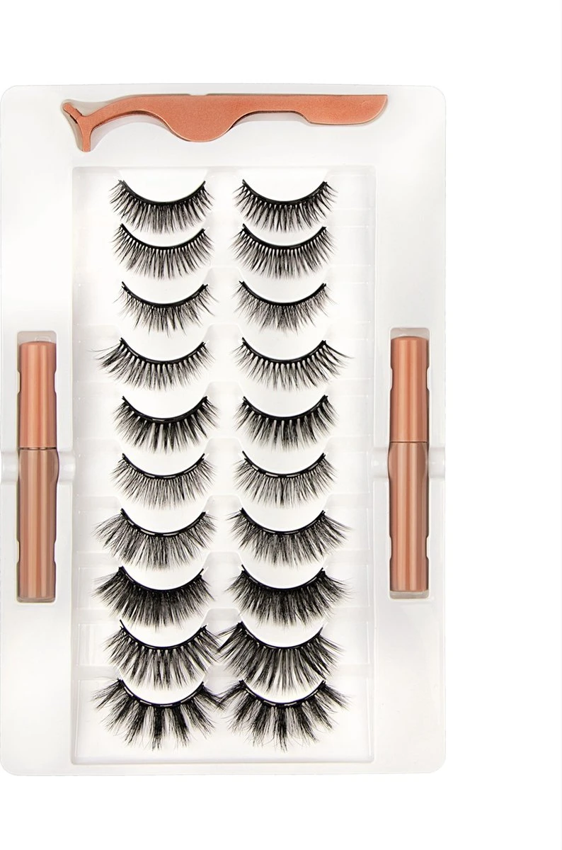 Mina Beauty Magnetische Wimpers – Magnetic Lashes - Wimperset (10 Stuks) Met 2 Magnetische Eyeliners En Een Applicator 4 Mina Beauty Magnetische Wimpers – Magnetic Lashes - Wimperset (10 Stuks) Met 2 Magnetische Eyeliners En Een Applicator - Afbeelding 2