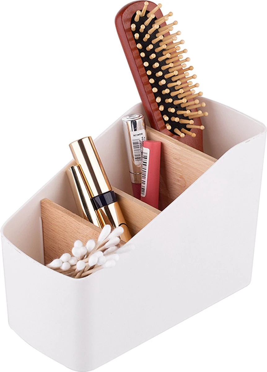 Altom Design Badkamer Orginazer 4-vaks - Gemaakt Van Ecologisch Bamboe - 9 X 18 X 13 Cm - Wit Bruin - Natura Line - Bamboo - Make-up Opbergbox 3 Altom Design Badkamer Orginazer 4-vaks - Gemaakt Van Ecologisch Bamboe - 9 X 18 X 13 Cm - Wit Bruin - Natura Line - Bamboo - Make-up Opbergbox