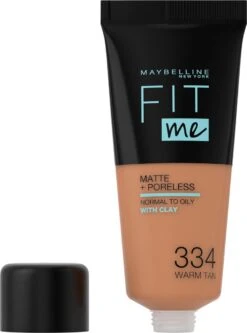 Maybelline Fit Me Matte & Poreless Foundation - 334 Warm Tan -Bekend Cosmetica Winkel 891x1200 3
