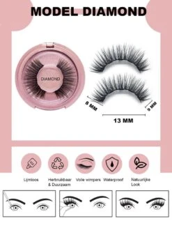 Nepwimers Zonder Lijm | Magnetische Wimpers | Eyeliners | Diamond Wimpers | Pincet | Wimperset | Model Diamond | Fake Lashes | M5 Lashes Diamond Set | Herbruikbare Wimpers | 3D Wimpers | Kit | Waterbestendig | Natuurlijke Wimpers | Waterproof -Bekend Cosmetica Winkel 899x1200 16