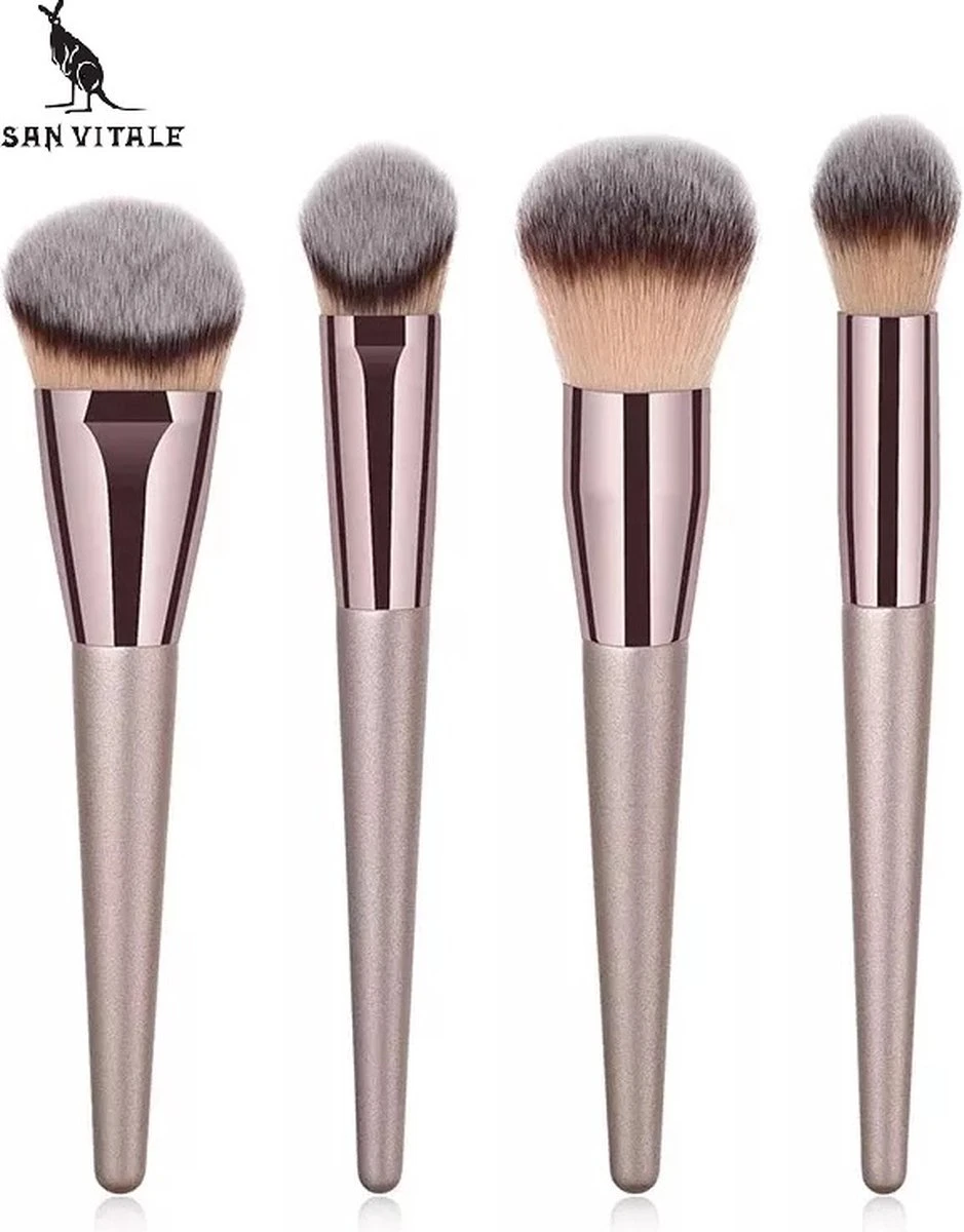 San Vitale® - Luxe Professionele Make Up Kwasten Set - Make Up Brush - Vegan Penselen - Inclusief Pouch - Make Up Pouch Met 10-delig Penselen Set - Champagne/goud 13 San Vitale® - Luxe Professionele Make Up Kwasten Set - Make Up Brush - Vegan Penselen - Inclusief Pouch - Make Up Pouch Met 10-delig Penselen Set - Champagne/goud - Afbeelding 11