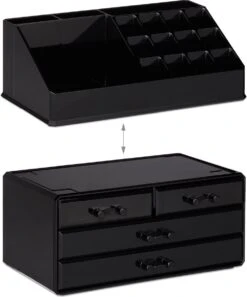 A&K 2in1 Make-up Organizer - 4 Lades Cosmetica Opbergdoos - Kaptafel - Zwart -Bekend Cosmetica Winkel 997x1200 4