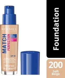 Rimmel London Match Perfection Foundation - 200 Soft Beige - Beige 35 Rimmel London Match Perfection Foundation - 200 Soft Beige - Beige -Bekend Cosmetica Winkel 998x1200